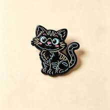 1pc/6pcs Neon Line Cartoon Animal Enamel Brooch Y2K Badge Suit Denim Wallet Accessory Versatile Men's Niche Gift - Multicolor - View 9