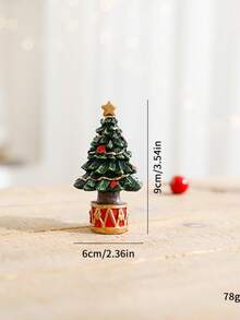 1pc Christmas Resin Desktop Ornament, Mini Snowfall Christmas Tree Cartoon Figurine Statue, Christmas Home Party Decoration - Multicolor - View 8