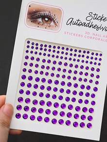 2Pcs Pink Purple Self-Adhesive Face Gems Stickers, Mixed Size 3D Round Shimmer Rhinestone Jewels, DIY To Create Butterfly Makeup Looks, Sparkly Face & Body Decorations For Music Festival, Rave Party, Cosplay, Christmas Makeup - Multicolor - View 3