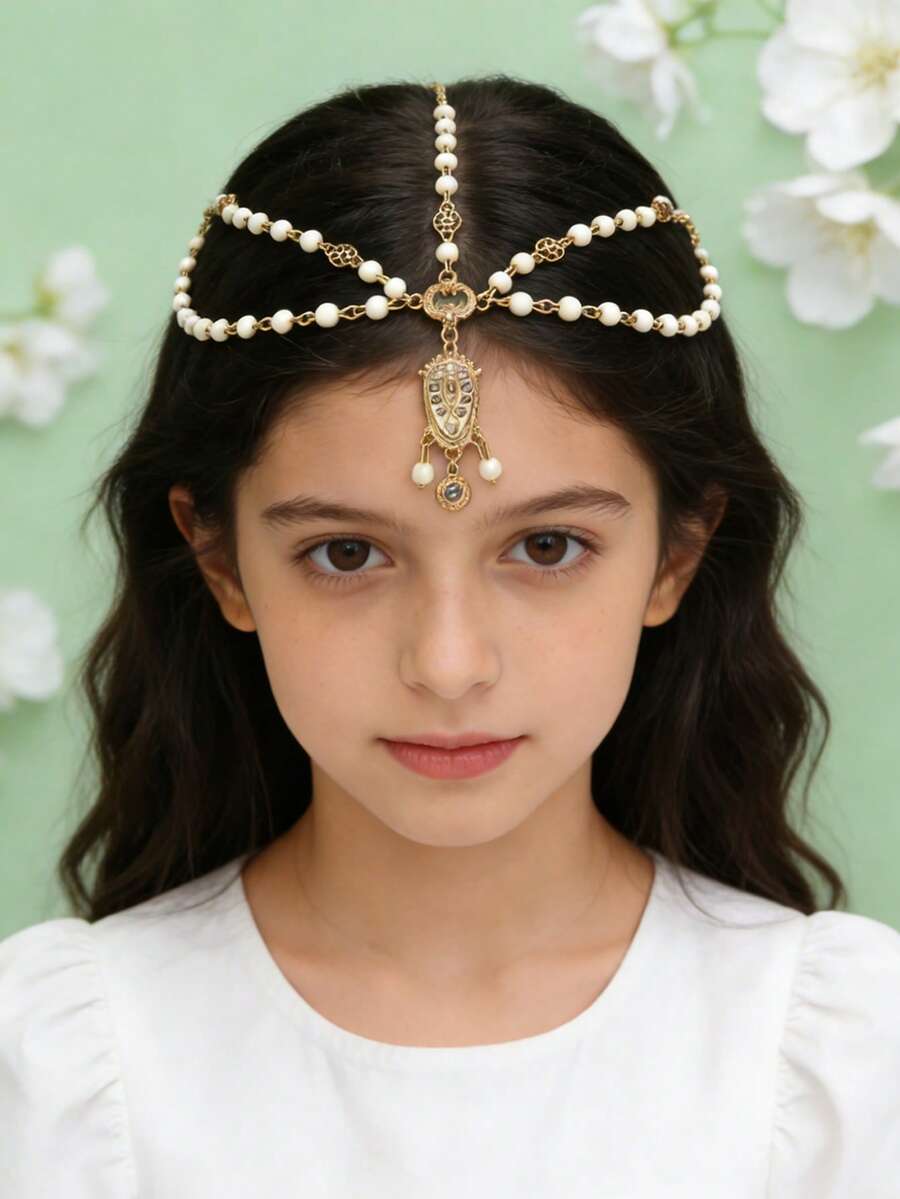 Girls Luxury Hair Chain, Fashion Bohemian Style Hair Accessory, Gold Headpiece Hair Accessory, Suitable For Back To School Season - Gold - View 1