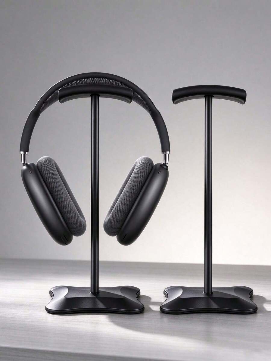 Black Lightweight Aluminum Alloy Headphone Stand, Easy Assembly, Non-Slip Base, Minimalist Desktop Storage, For Home, Office, Gaming, Compatible With Over-Ear Headphone - View 1