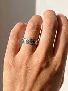 1pc Minimalist Twisted Zirconia Flower Ring, Authentic, Elegant And Exquisite Jewelry Gift For Women And Girls - Silver - View 5