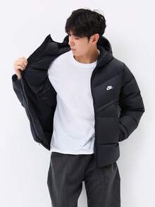 Nike 男款 2026 新款羽絨外套,運動休閒 STORM-FIT 保暖防風連帽外套,男士外套 DV1132-010 - 黑色 - 查看 6