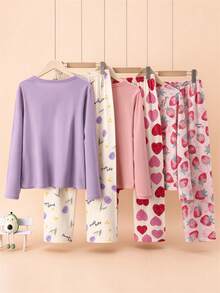6pcs Girls Sleepwear Set, Long Sleeve Top And Pants, Pajamas - Multicolor - View 11
