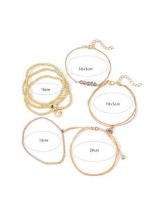 7pcs Bohemian Style Handmade Beaded Seed Bead Bracelets With Round Pendant Heart Beaded Women Bracelet Set - Gold - View 8