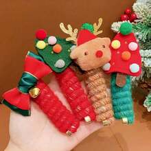 Funko Christmas Spiral Hairbands Set Of 2, Reindeer & Christmas Tree Pattern, Elastic Braided Headbands With Pom Poms, Bow, Sequins, Holiday Accessories - Multi-color - View 5