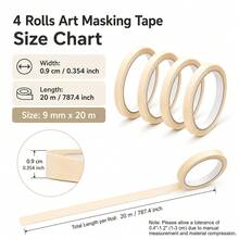 4 Rolls Of Thin Beige Artist Masking Tape, Suitable For Gouache Painting Framing, Fine Masking And Paper Craft Projects - Multiple Styles - View 6