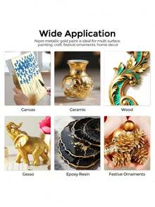 Water-Based Gold Foil Metallic Acrylic Paint 100g Gold And Silver Gold Foil Pigment, Suitable For Complementary Coloring Of Plaster, Furniture And Glass Products - Multicolor - View 6