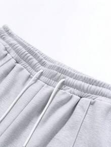 Women's Casual Sports Long Pants, Autumn Loose Straight Leg Wide Leg Knit Trousers - Light Grey - View 7