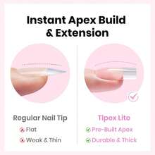 Beetles Tipex Lite Instant Nail Tips Kit, Short Square, 256pcs 16 Sizes All-In-One Beginner-Friendly DIY Kit With Dehydrator & Primer, Reinforced Apex, 20g Nail Glue, Mini UV Lamp, Base & Top Coat - Multicolor - View 6