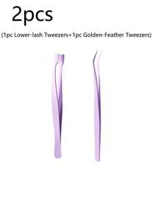 2pcs Eyelash Tweezers, Lower Lash Clip, Non-Stick Precision Eyelash Extension Tools, Flat Head Clip For Beginners - Multicolor - View 11