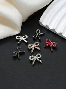 6pcs/Pack Rhinestone Bowknot Decorative Buckle, Multicolor Rhinestone Metal Bowknot Buckle For Dress, Shacket, DIY Clothing Accessories - Multicolor - View 2