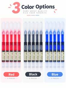 5/6pcs 0.5mm Quick-Dry Liquid Ink Ballpoint Pens, Red/Black/Blue Optional, Smooth Writing Neutral Pens, Transparent Visible Barrel, Protective Cap Design, Suitable For Students Learning, Office, Exams, Journaling And Daily Writing Stationery - Multicolor - View 2