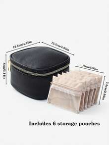 Portable Jewelry Box PU Leather Jewelry Storage Bag With 6 Transparent Compartment Pouches For Necklace Earrings Rings Organized Storage Gold Zipper Closure Compact Travel Jewelry Organizer - Multicolor - View 13