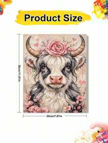 Cow And Flower Paint By Numbers Kit For Adults Frameless Acrylic Canvas Art, DIY Home Decor, Great Gift Idea For Birthdays, Holidays Gifts. - Sets - View 10