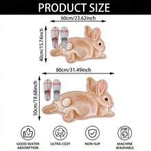 1pc Rabbit Shape Design Microfiber Bath Rug, Non‑Slip Soft Bathroom Mat, Water‑Absorbent Doormat, Machine Washable, Low Pile, Knit Fabric, For Bedroom, Kitchen, Entryway, Indoor & Outdoor Use, Accessories & Home Decor, Perfect New House Gift - A - View 3