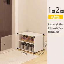 1pc White DIY Modular Shoe Rack With Translucent Doors, Stackable Multi-Layer Shoe Storage Organizer, Dust-Proof Floor-Standing Shoe Shelf, Space-Saving Easy Assembly Sturdy Shoe Cabinet, Suitable For Entryway, Hallway, Home, Bedroom, Dorm - Multicolor - View 7