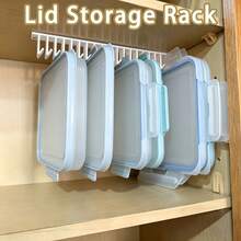 Lid Storage Rack, Multi-Slot Lid Hanging Rack Under Cabinet, Kitchen Storage Shelf, Under Sink Organizer, 5 Hooks/10 Hooks Available, Space-Saving Wall-Mounted Kitchen Storage Rack, Sturdy Container Lid Holder With Installation Hardware - A - View 6
