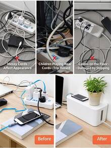 1/6/8Pcs Unisex White Desktop Socket Power Strip Cable Organizer Box Set, Hidden Cord Winder, Data Line Organizer Lid, Japanese Minimalist Socket Management For Study Dining Kitchen, Back-To-School Gift, Random Style - Multicolor - View 5