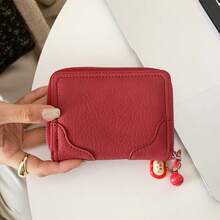 Women Christmas Zipper Wallet With ApplePendant, Multi-Slots Card Holder Purse,Xmas Gift Coin Bag With ID Window - Multicolor - View 4