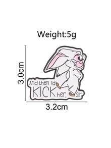 1pc Cute Cartoon Rabbit Enamel Pin, Funny "And Then I'd KICK Her, Sir" Quote Badge, Fashion Accessory For Clothes And Backpacks, Gift For Cartoon Fans - Multicolor - View 3