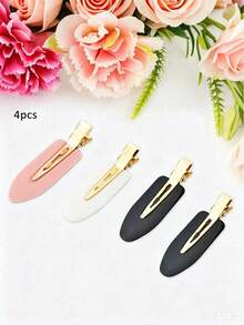 4/12/20/48 Pcs Women Creaseless No Bend Hair Clips, Multi-Color Flat Section Clips, Practical Styling Barrettes For Makeup Hairstyle Fixing - Multi-color #CreamyGold - View 11