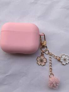 Cute Pink Earphone Case Compatible Compatible With Airpods 5/4/2/3 Pro2/Pro3 Soft Protective Cover With Sakura Flower Plush Pom‑Pom Keychain, Shockproof Earbuds Shell Accessories For Girls Women - Baby Pink - View 14
