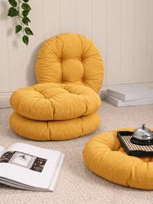 40cm Solid Color Tufted Round Seat Cushion (Made In Turkey), Soft And Comfortable, Machine Washable, Suitable For Dining Room, Kitchen, Office And Home (1/2/4/6pcs Set Available) - Yellow - View 4