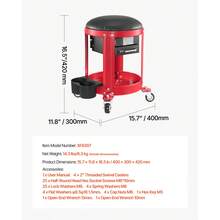 Rolling Mechanic Stool With Wheels, 300 Lbs Capacity Garage Seat/Work Stool, Padded Roller Creeper Seat With Fixed Height, Tool Tray And 2 Drawers, For Garage, Shop & Auto Repair, Red+Black - 300 Lbs With Fixed Height, Black+Red - View 11