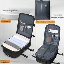 Laptop Backpack For Men And Women, Vacuum Compression Backpack, Large Capacity Travel Backpack, Dry/Wet Separation Independent Shoe Compartment Functional Backpack, Middle School/High School/College Student School Bag, Large Capacity Travel Vacuum Compression Backpack, Multi-Functional Vacuum Compression Storage Bag, Business Casual Integrated Student School Bag, Lightweight Design Fits 14/15.6 Inch Laptop, Carry-On Compatible, Suitable For Travel, Hiking, Commuting - Black - View 2