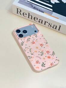 1pc Pink Pastoral Floral Pattern Phone Case, Anti-Drop Anti-Collision Personalized Protective Shell Compatible With Iphone 16 Pro Max/18/17/16/15/14/13/12/11/Air - Multicolor - View 2
