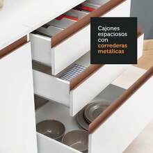Kit Cocina Integral Modular Reims de 60 cm Color Blanco, Mueble Modular para Cocina, Gabinete de Almacenamiento Fabricado en Madera de Ingeniería, Acabado Resistente, Incluye Herrajes y Kit de Montaje, Ideal para Espacios Pequeños PWOI - Blanco - Ver 5