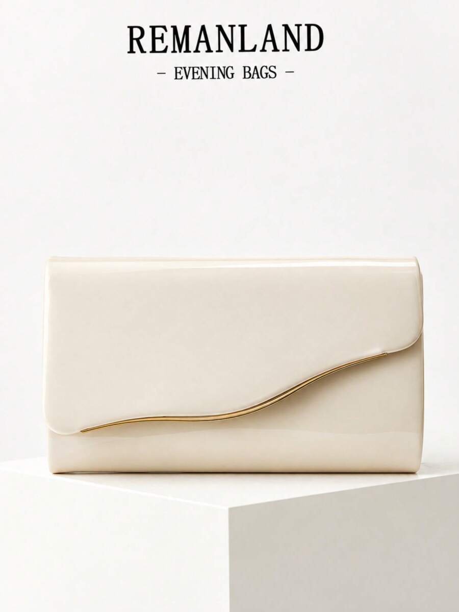 REMANLAND Luxury Solid Color New Women's Clutch Bag, Charming Fashion Flap Party Evening Bag, Perfect Wallet Design, Built-In Hidden Card Slot Compartment, Detachable Metal Chain Shoulder Strap, Suitable For Parties, Evening Events, Gatherings, Weddings And Other Occasions. - Khaki - View 1
