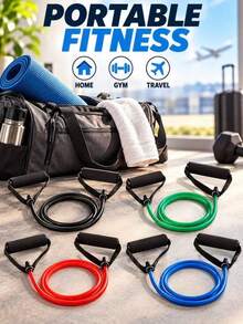 Dây kháng lực có tay cầm, phù hợp tập luyện tại nhà, tập sức mạnh, Pilates và định hình cơ thể - A - Xem 4