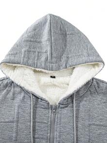 Men's Casual Loose Thermal Lined Thick Hooded Jacket - Grey - View 4