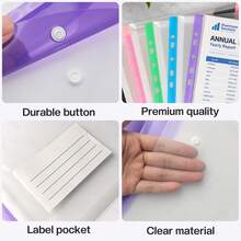 Eagle 6pcs Loose-Leaf Binder With Pockets, 11-Hole Dividers, Compatible With 2/3/4 Ring Binders, Transparent Label Storage Organizer, Suitable For School, Home, Office Use - TYZP068 - View 6