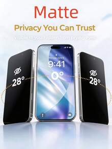 3Pcs Matte Anti Peeping Ceramic Film Anti Glare, Anti Fingerprint, Anti Spy Flexible Phone Screen Protector Compatible With IPhone Duo 18 17 16 Pro Max No Bubble Automatic Suction Privacy Protection Film Soft Film Non Glass - Black - View 4