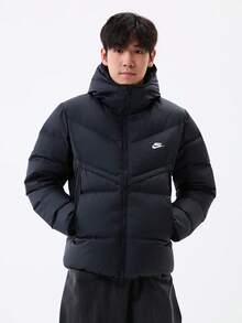 Nike 男款 2026 新款羽絨外套,運動休閒 STORM-FIT 保暖防風連帽外套,男士外套 DV1132-010 - 黑色 - 查看 3
