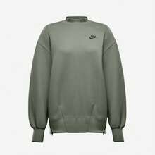 Nike Sportswear Tech Fleece Straight-Leg Drop-Shoulder Pullover Long-Sleeve Zip-Hem Stand-Collar Sweatshirt Women's Green - Green - View 9