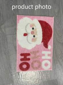 1 pieza de felpudo rosa con estampado de Papá Noel, alfombra pequeña, felpudo de bienvenida, moqueta, felpudo para el suelo, felpudo para exteriores, alfombra de cocina, decoración del hogar, felpudo para la puerta principal, alfombra de dormitorio, alfombra para exteriores, decoración del hogar, alfombra de área, alfombra de jardín, alfombra lavable - Multicolor - Ver 3