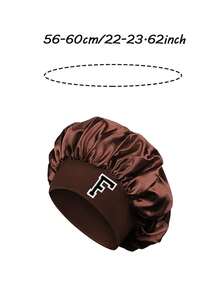 1Pc Unisex Bonnet Hat Customized A-Z Letters Satin Sleep Bonnet,Soft Comfortable Sleeping Bonnet,Elastic Wide-Brim Silky Sleeping Cap For Daily - Coffee Brown - View 2