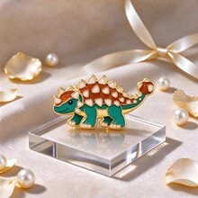 Colorful Dinosaur Enamel Lapel Pins, Cartoon Dino Brooch Badges, Cute Metal Animal Pin For Backpack Clothes Hat, Lovely Gift For Dinosaur Lovers - Multicolor - View 6
