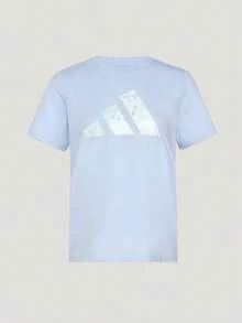 Adidas Women's FAV TEE Short Sleeve Knit Collarless T-Shirt TKS2868 - Blue and White - View 2
