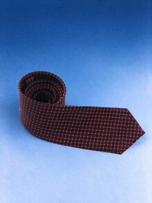 1pc Luxury Fine Grid White Dot Tie, 7.5cm Width, Smooth Business Formal Tie For Men, Suitable For Office, Banquet, Wedding, Versatile - Burgundy - View 2