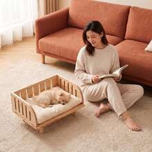 Small To Medium Dog Bed, Spring Moisture-Proof Pet Bed, Raised Dog Bed, All-Season Solid Wood Cat Bed, Cat Sofa Bed - Multicolor - View 4