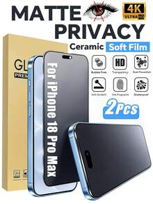 2pcs [2026 New] Matte Privacy Screen Protector Compatible With Iphone 18 Pro Max 6.9 Inch, Soft Film Full Coverage, Anti-Glare Anti-Fingerprint, Bubble-Free Easy Installation, High Definition Transparent, Compatible With IPhone 17 Pro Max/16/15/14/13/12/11 Pro Max - Black - View 7