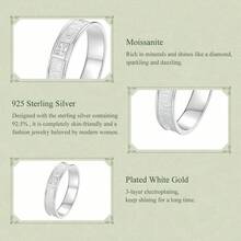 WOSTU 925 Sterling Silver Moissanite Ring, Princess Square Cut, Wide Band, Textured Design, Men's Style, Wedding Engagement Promise Anniversary Birthday Gift For Him, 1pc - MSR158 - View 8