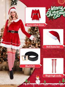 Vintage Christmas Costume Set - Complete Santa Claus Outfit - Multicolor - View 3