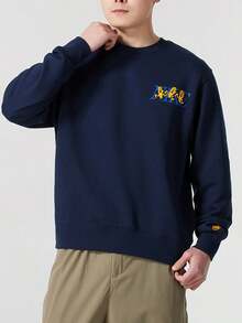 NIKE Men's Embroidered Logo Knit Pullover Casual Crew Neck Sweatshirt IB1496-451 - Navy Blue - View 1