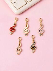 10/20/50pcs Musical Note Oil Drop Charm Keychain Lobster Clasp Jewelry Accessories Handmade DIY Material Bag Pendant - Musical Note Design - View 1